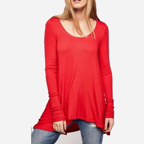 🌸New🌸 Free People SMALL Scoop Neck Hi-lo Top NWT - Picture 1 of 5